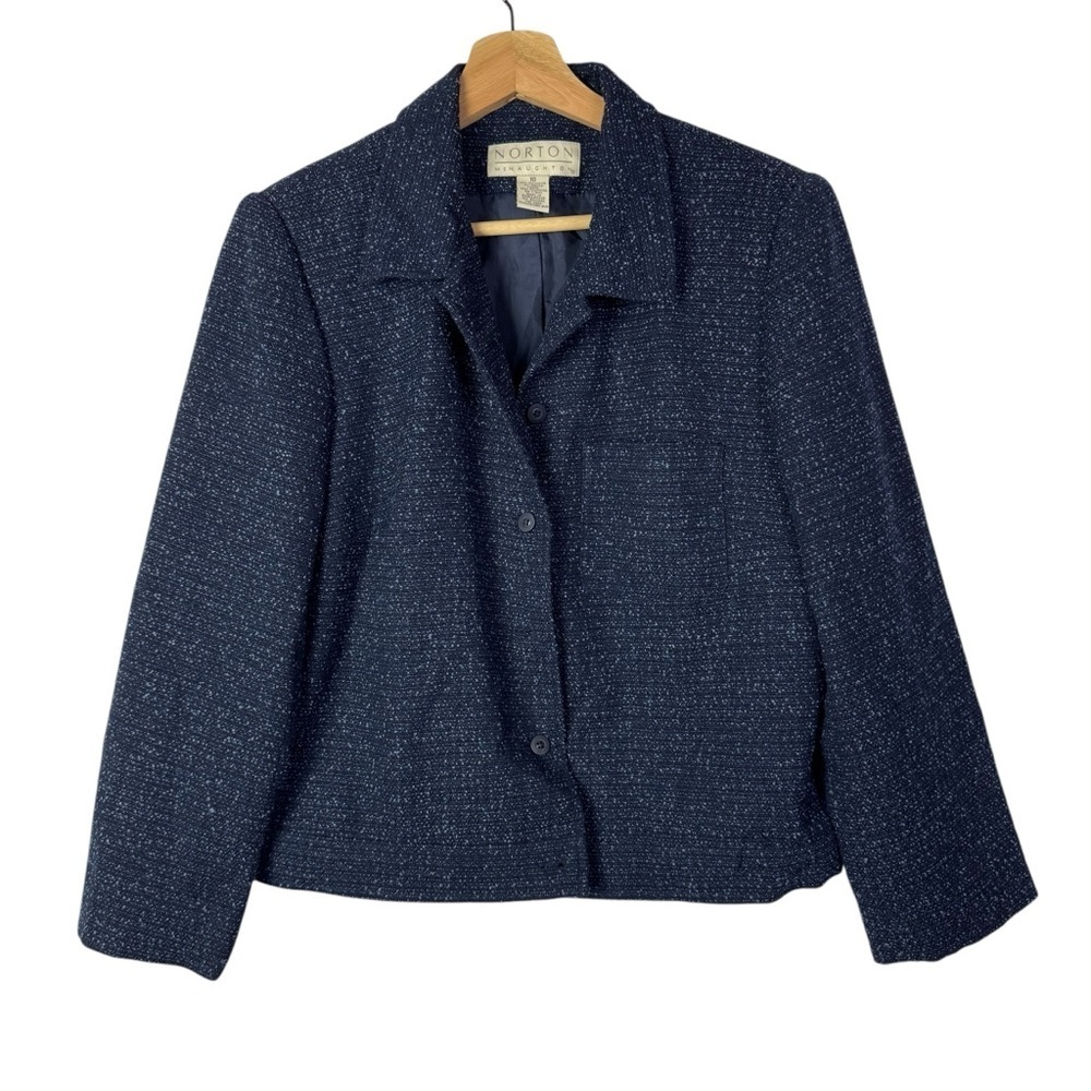 Vintage Norton McNaughton Blue Plaid Button Front Blazer Jacket 10